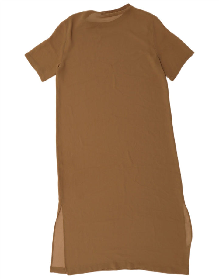 Zara Mujer Maxi Vestido UK 44 Medio Beige