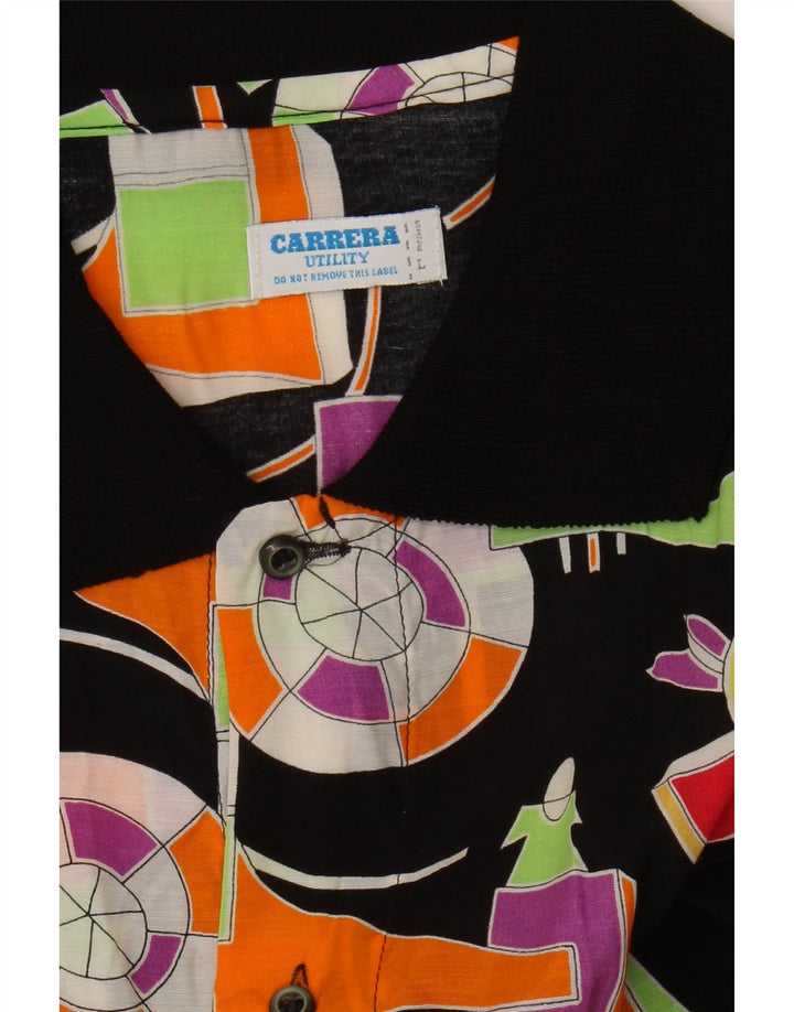 CARRERA Mens Abstract Pattern Short Sleeve Shirt Large Black Vintage Carrera and Second-Hand Carrera from Messina Hembry 