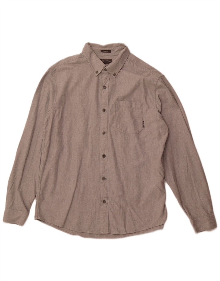 Eddie Bauer Camisa de franela de corte clásico para hombre Algodón gris grande