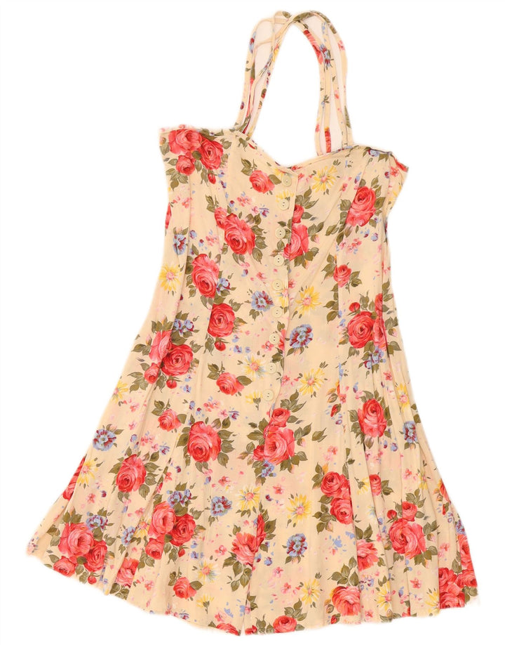 Mono corto vintage para mujer IT 42 Viscosa floral amarilla media