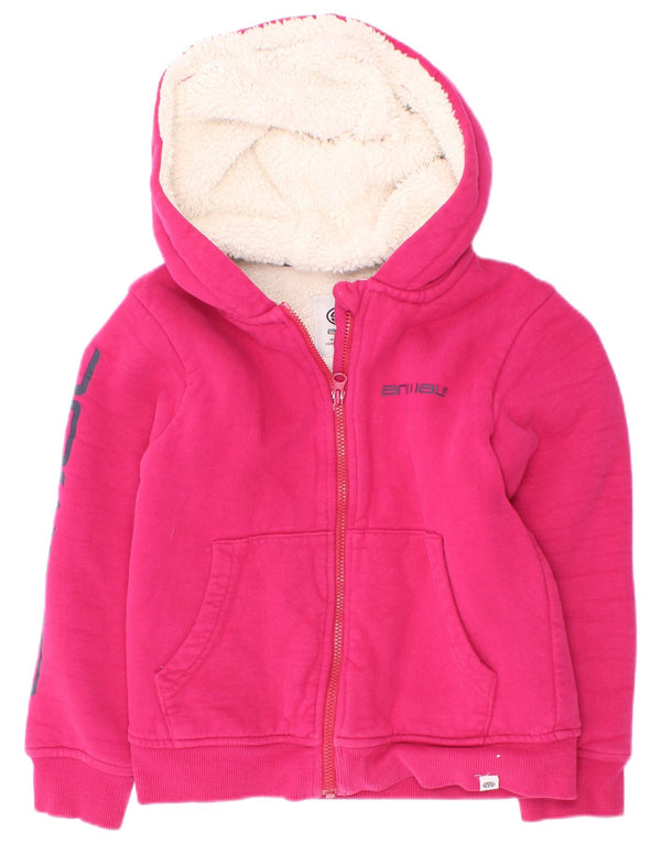 Animal Girls Graphic Zip Hoodie Sweater 5-6 Years Pink Cotton