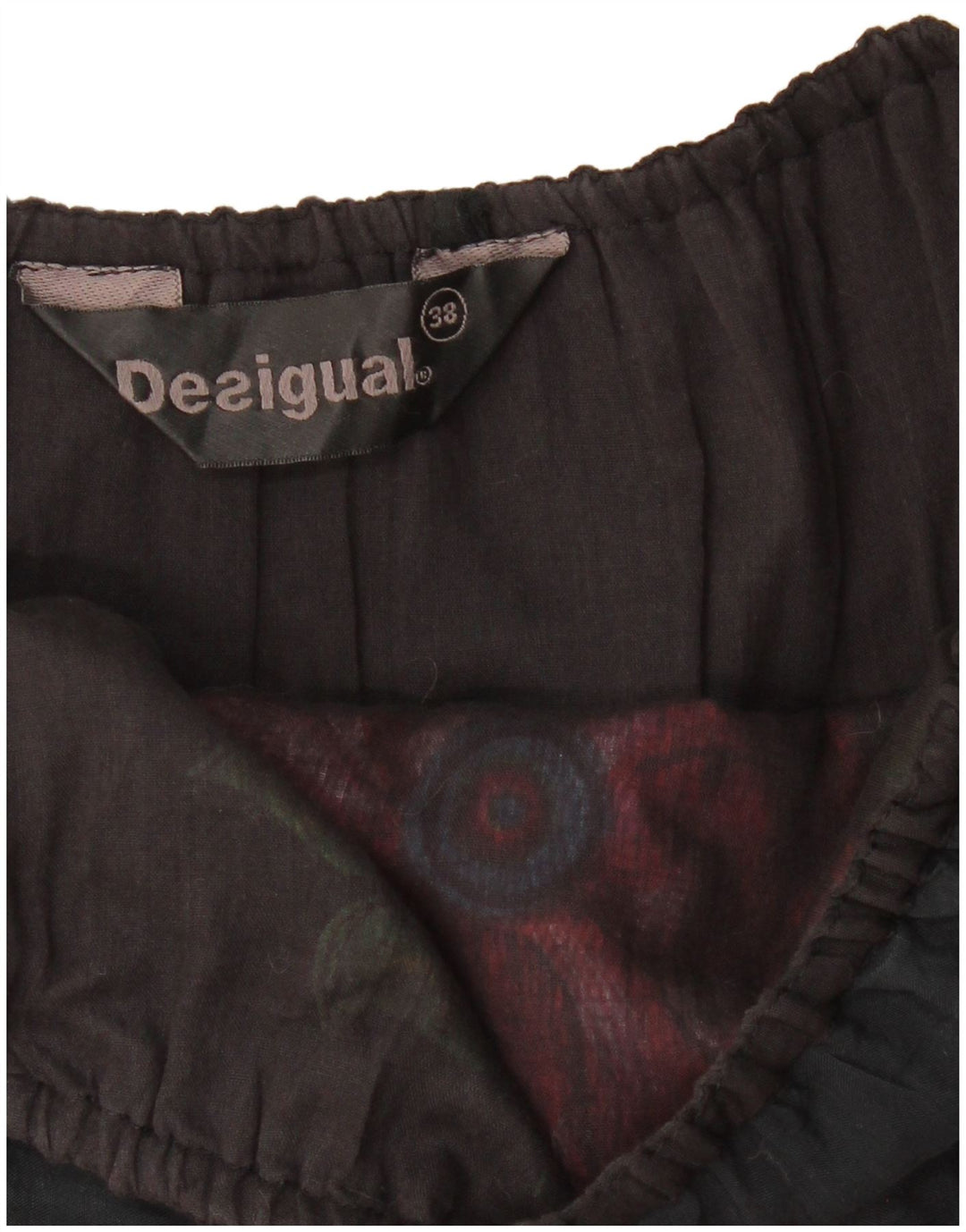 DESIGUAL Vestido de burbujas sin tirantes gráfico para mujer EU 38 Mediano Negro Floral