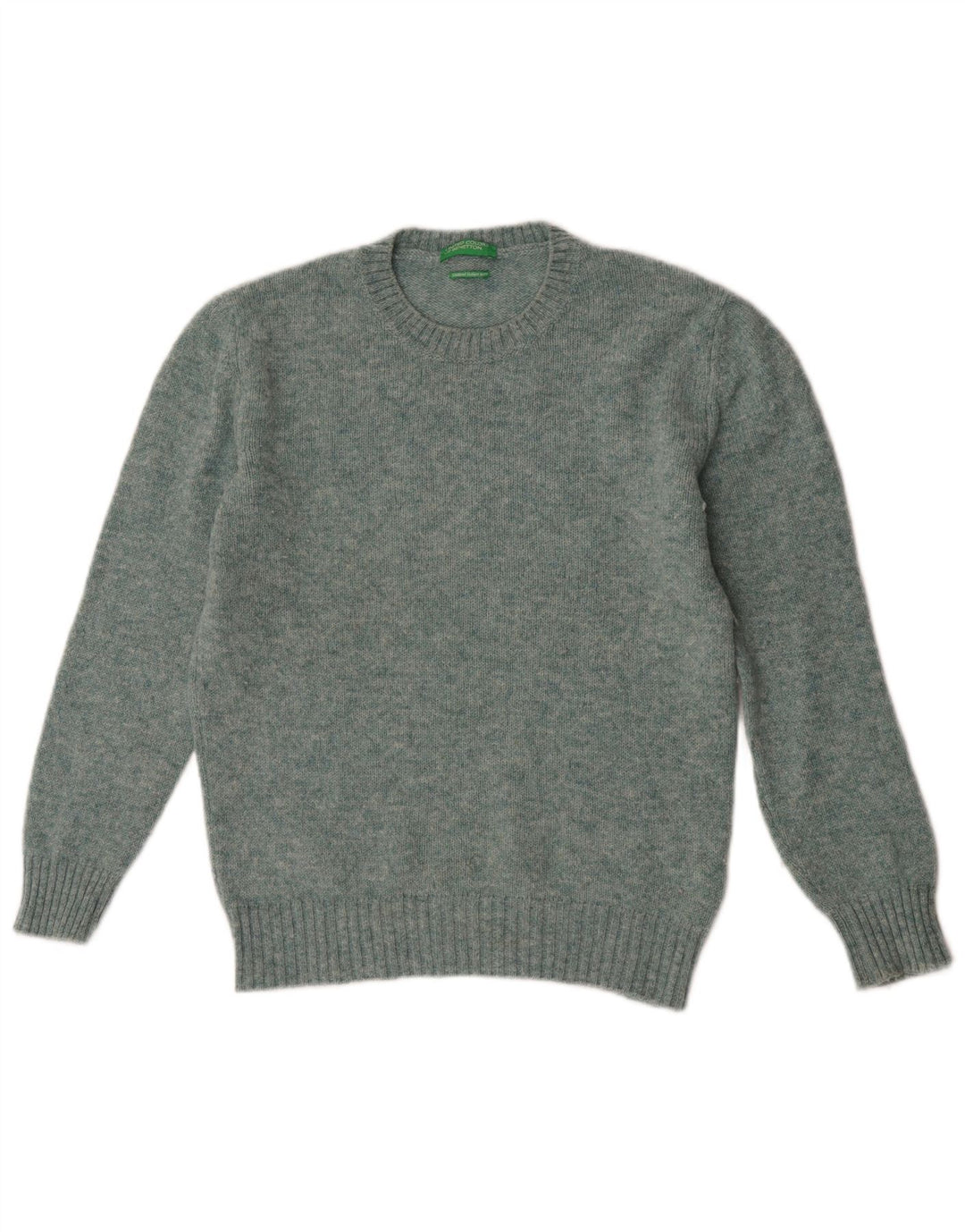 Benetton Jersey De Cuello Redondo Para Mujer UK 44 Lana Verde Medio