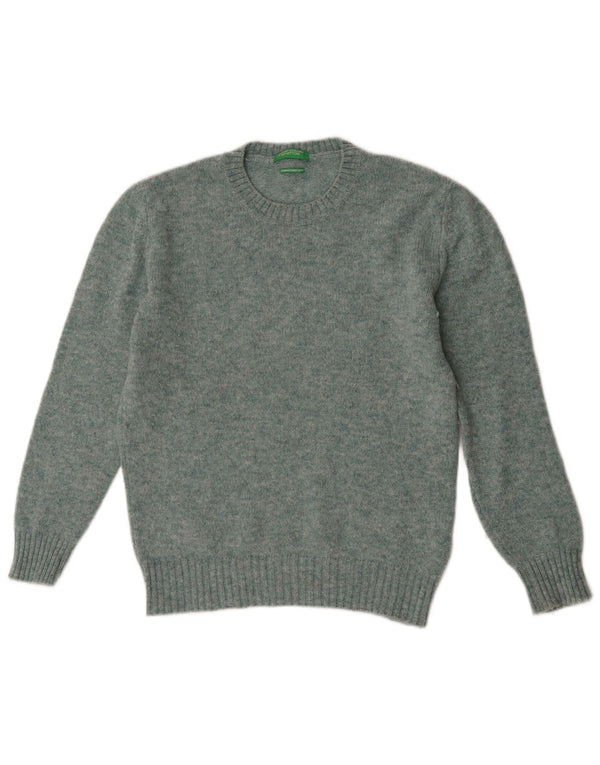 Benetton Jersey De Cuello Redondo Para Mujer UK 44 Lana Verde Medio