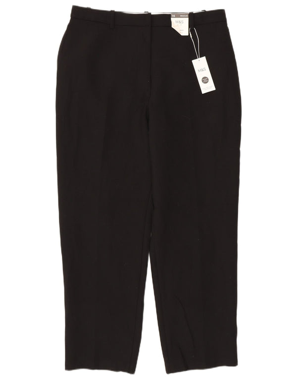 Marks & Spencer Womens Straight Casual Trousers UK 16 Large W34 L30 Black