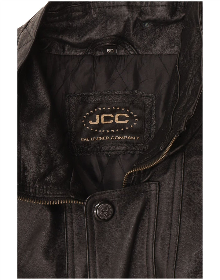 JCC Chaqueta de cuero para hombre IT 50 Cuero negro grande