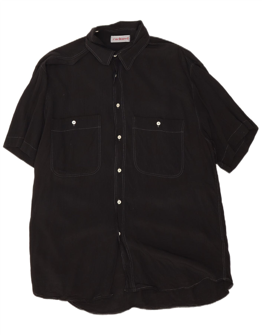 Cacharel Camisa alta de manga corta para hombre XL Negro