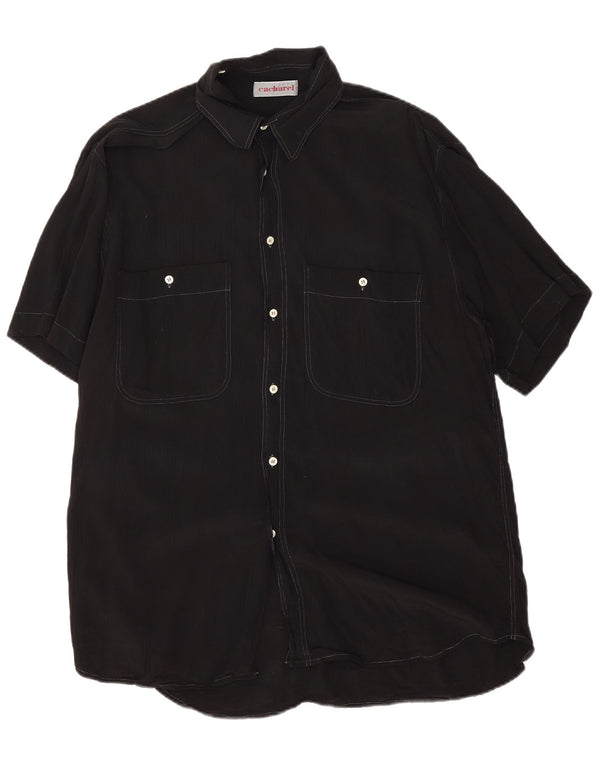 Cacharel Camisa alta de manga corta para hombre XL Negro