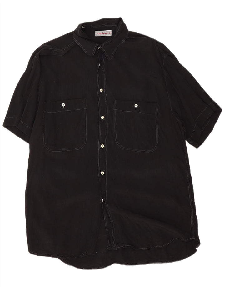 Cacharel Camisa alta de manga corta para hombre XL Negro
