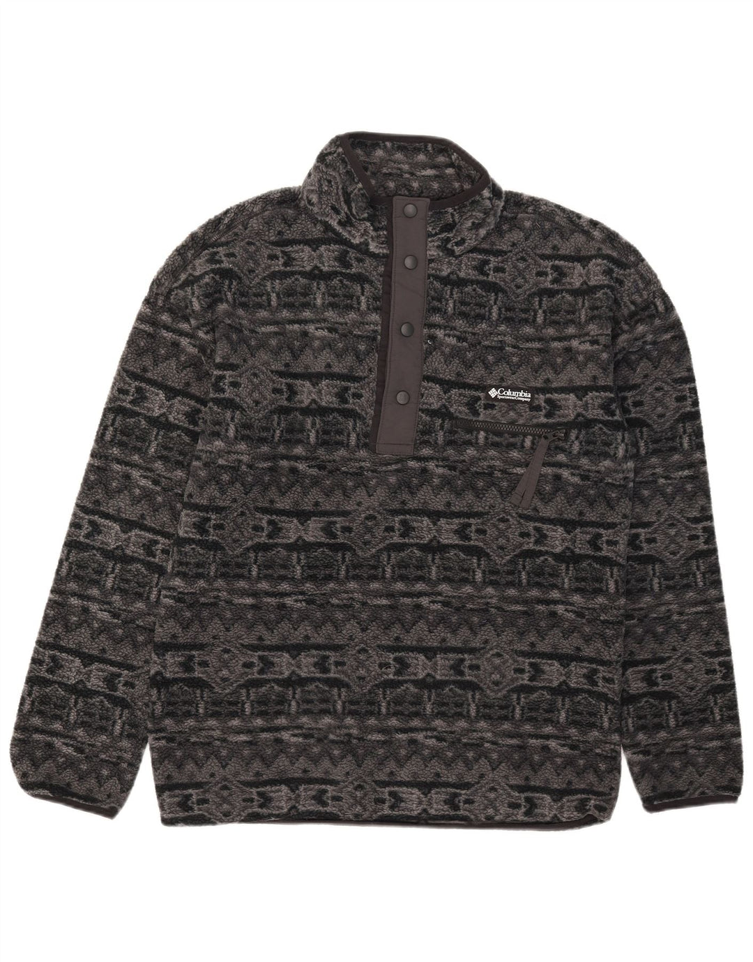 Columbia Jersey De Polar Con Cuello De Botón Para Hombre Poliéster Geométrico Gris Medio