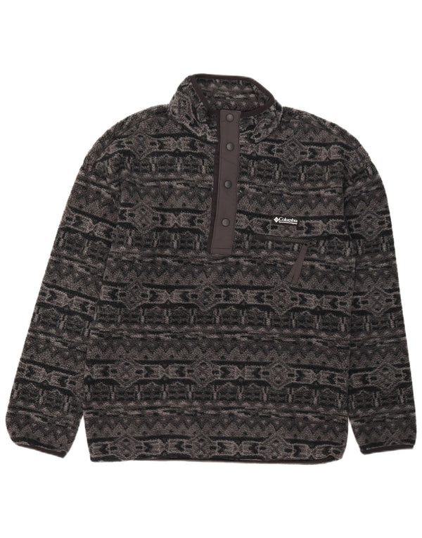 Columbia Jersey De Polar Con Cuello De Botón Para Hombre Poliéster Geométrico Gris Medio