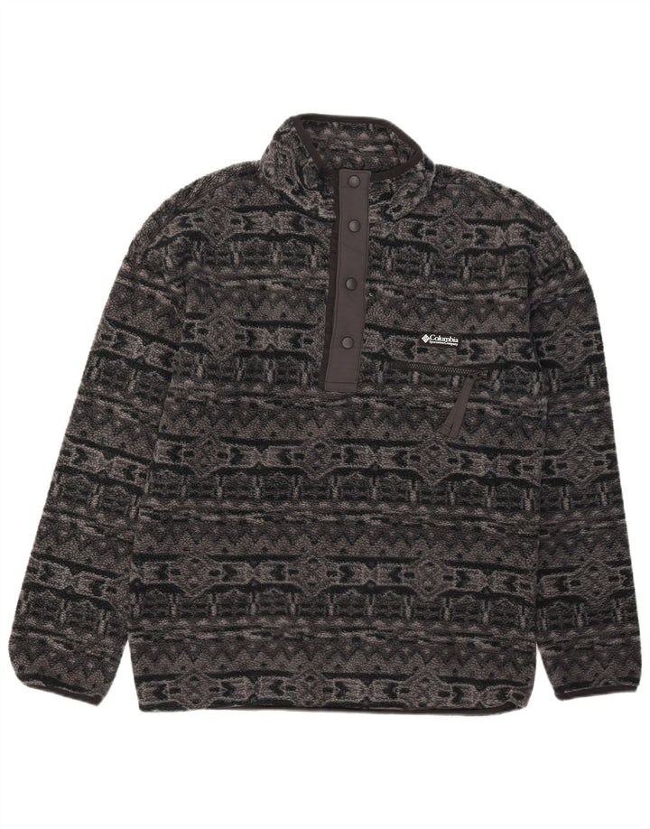 Columbia Jersey De Polar Con Cuello De Botón Para Hombre Poliéster Geométrico Gris Medio