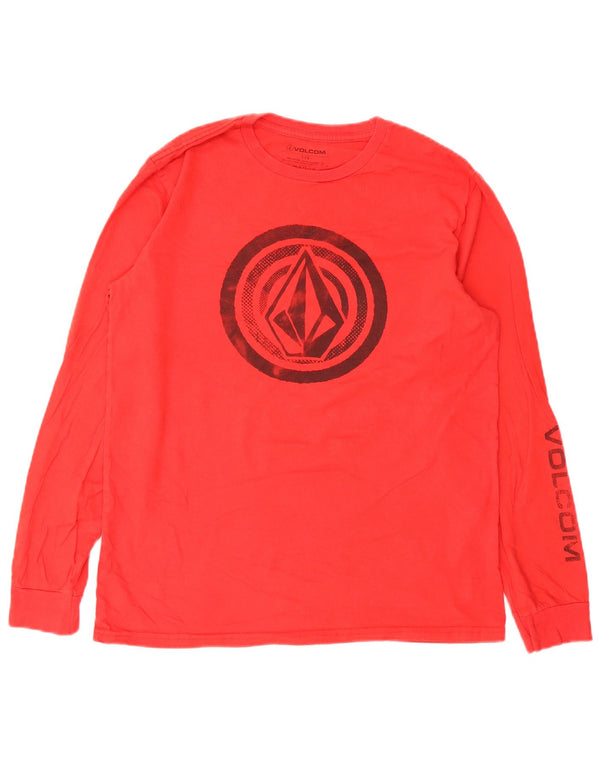 Volcom Camiseta gráfica para hombre de manga larga de algodón rojo grande