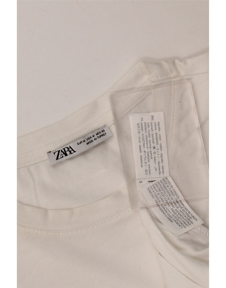 Zara Hombre Top Manga Larga Medio Blanco Algodón