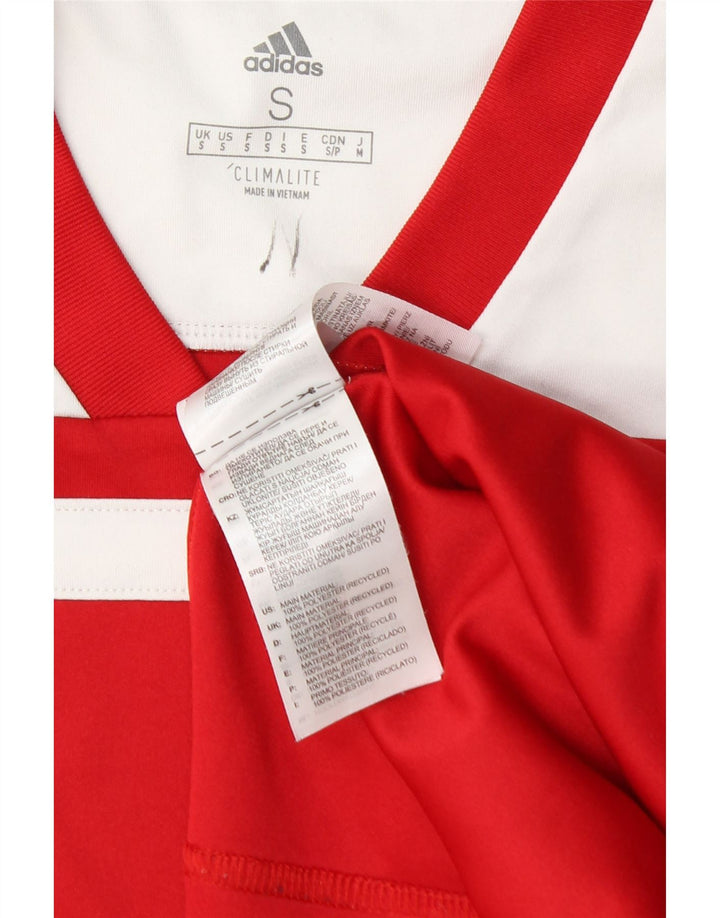Adidas Hombre Climalite Camiseta Top Pequeño Rojo Colorblock Poliéster