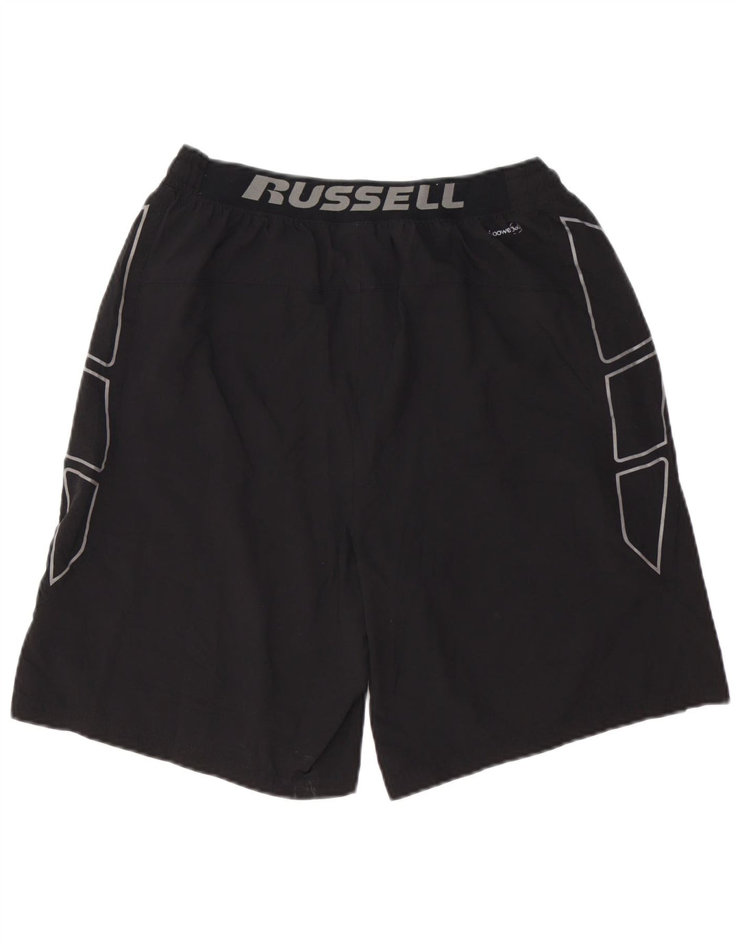 RUSSELL ATHLETIC Pantalones cortos deportivos con gráfico Dri-Power para hombre, tamaño mediano, negro