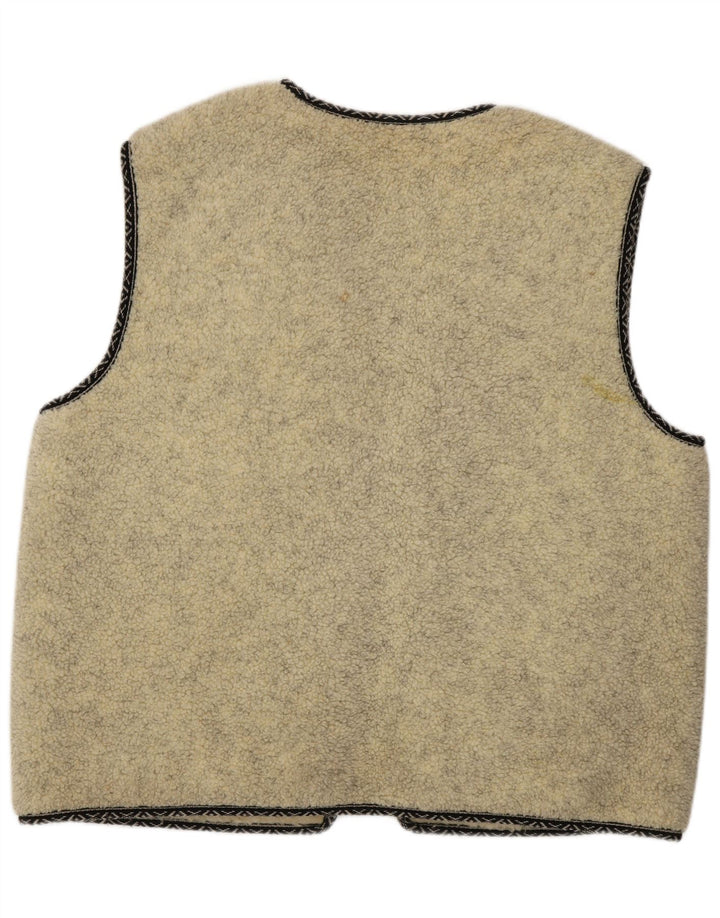 VINTAGE Hombres Sherpa Gilet IT 52/54 XL Beige Lana Nueva