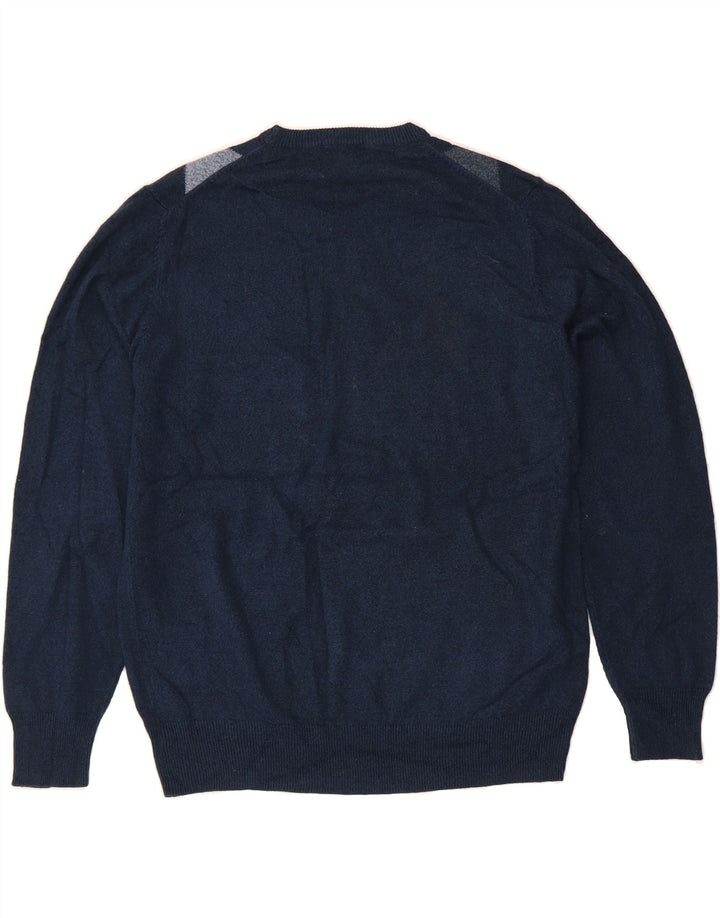 DOCKERS Mens Crew Neck Jumper Sweater Large Navy Blue Argyle/Diamond Vintage Dockers and Second-Hand Dockers from Messina Hembry 