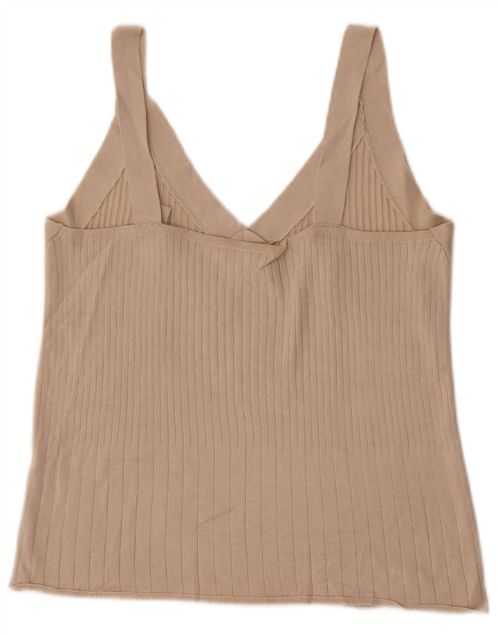 Massimo Dutti Top corto de tirantes para mujer UK 44 Large Beige