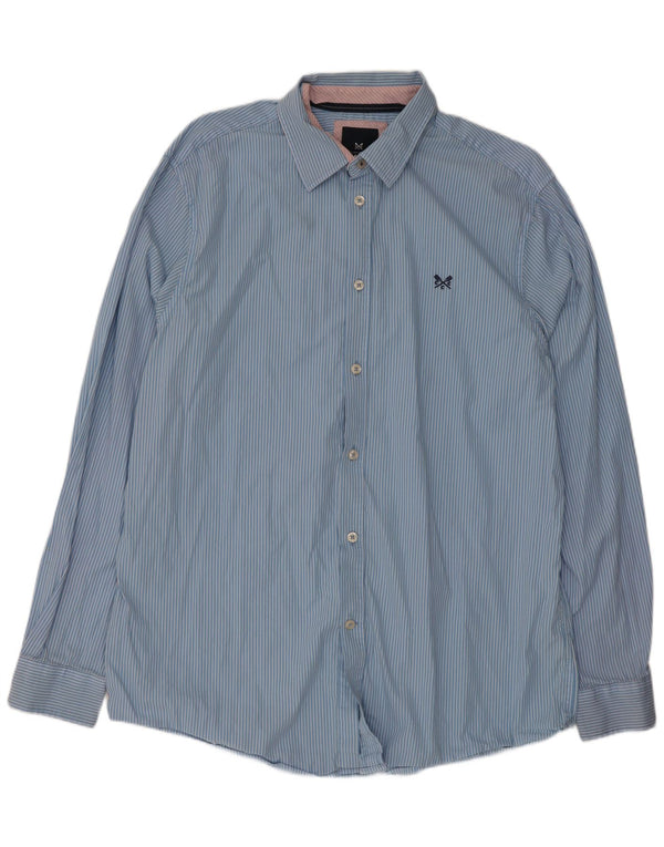 Crew Clothing Camisa de corte clásico para hombre XL Algodón a rayas azules