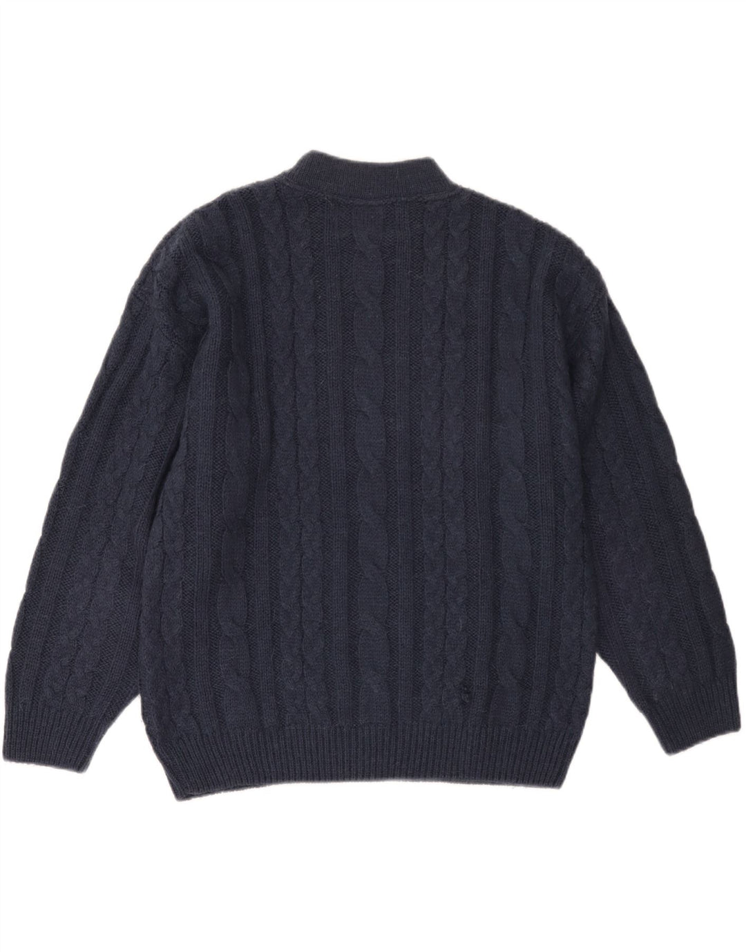 VINTAGE suéter de cuello redondo para mujer Reino Unido 18 XL Acrílico azul marino