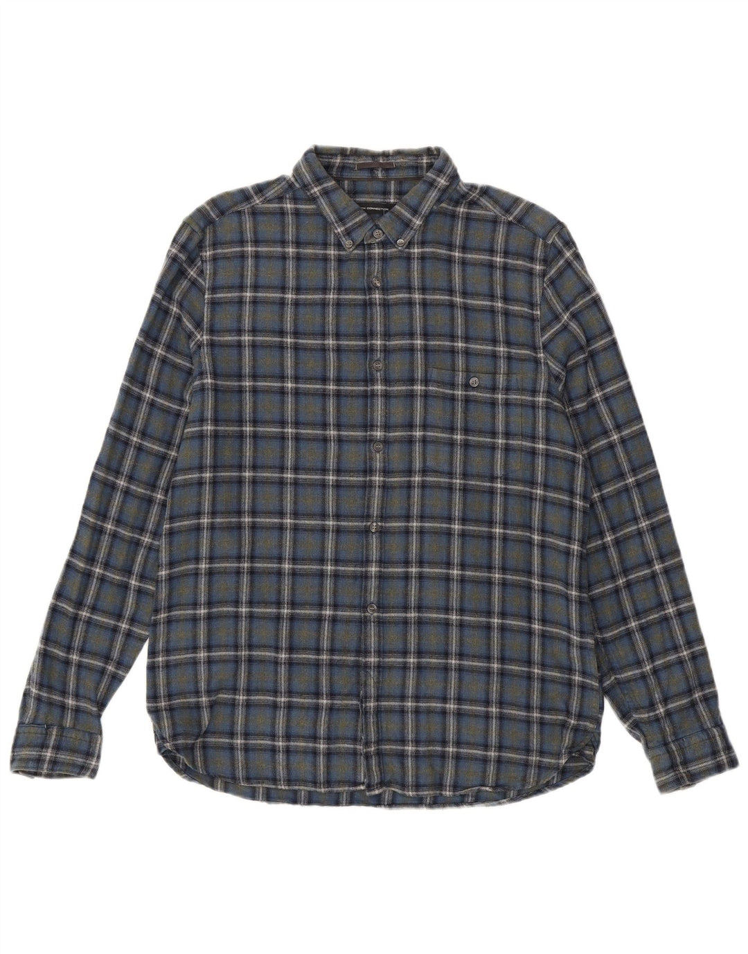 Camisa de franela entallada de algodón con cuadros azules grandes de French Connection para hombre