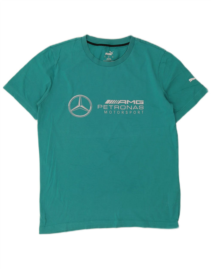 Puma - Camiseta gráfica para hombre, talla pequeña, algodón turquesa