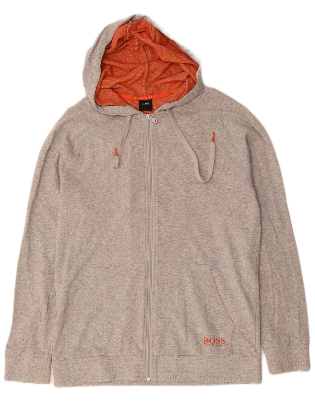 Hugo Boss Hombre Sudadera Con Capucha Y Cremallera Suéter De Algodón Gris Medio