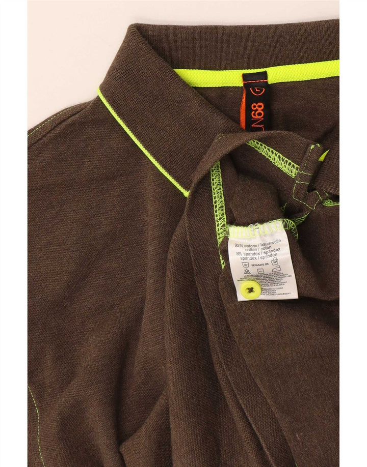 Sun68 Polo para hombre grande de algodón marrón