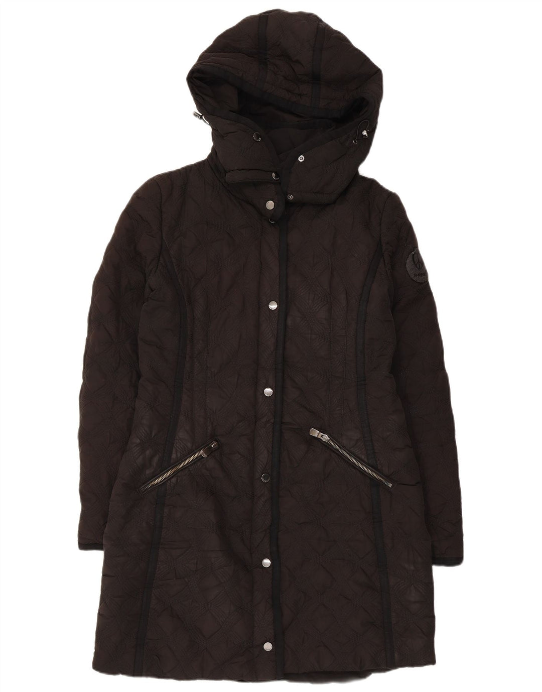 Desigual Abrigo acolchado acolchado con capucha para mujer EU 44 XL Poliéster negro