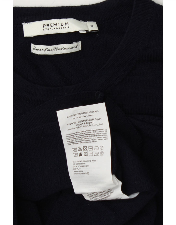 JACK & JONES Jersey de cuello redondo para hombre Small Navy Blue Wool