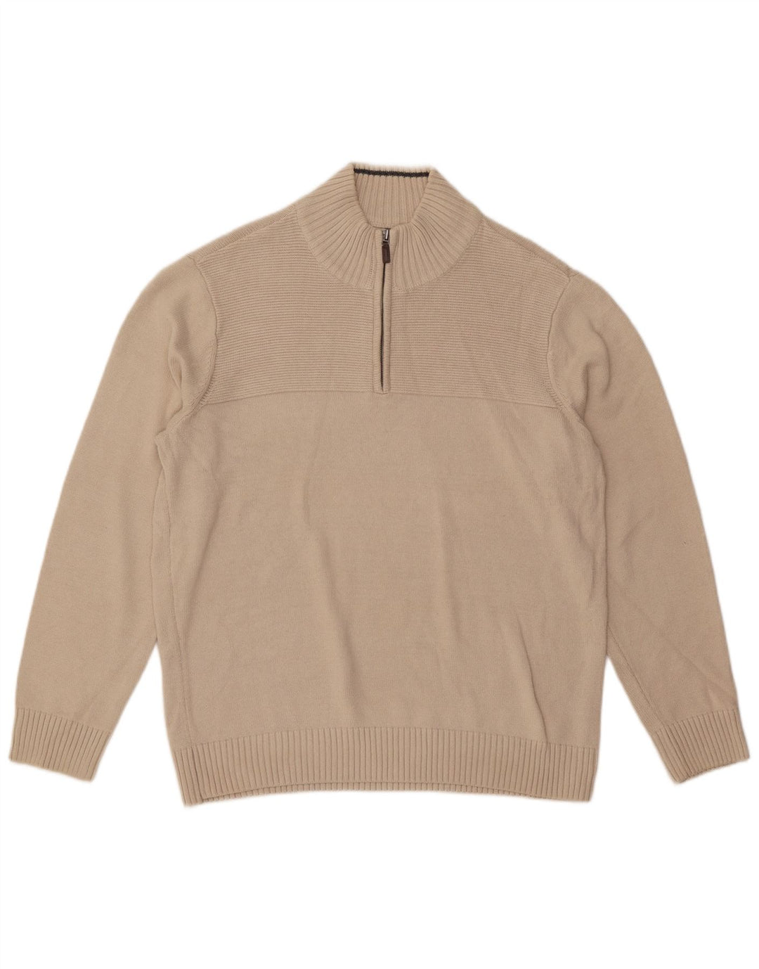 Dockers Jersey con cuello y cremallera para hombre, talla grande, de algodón blanco roto