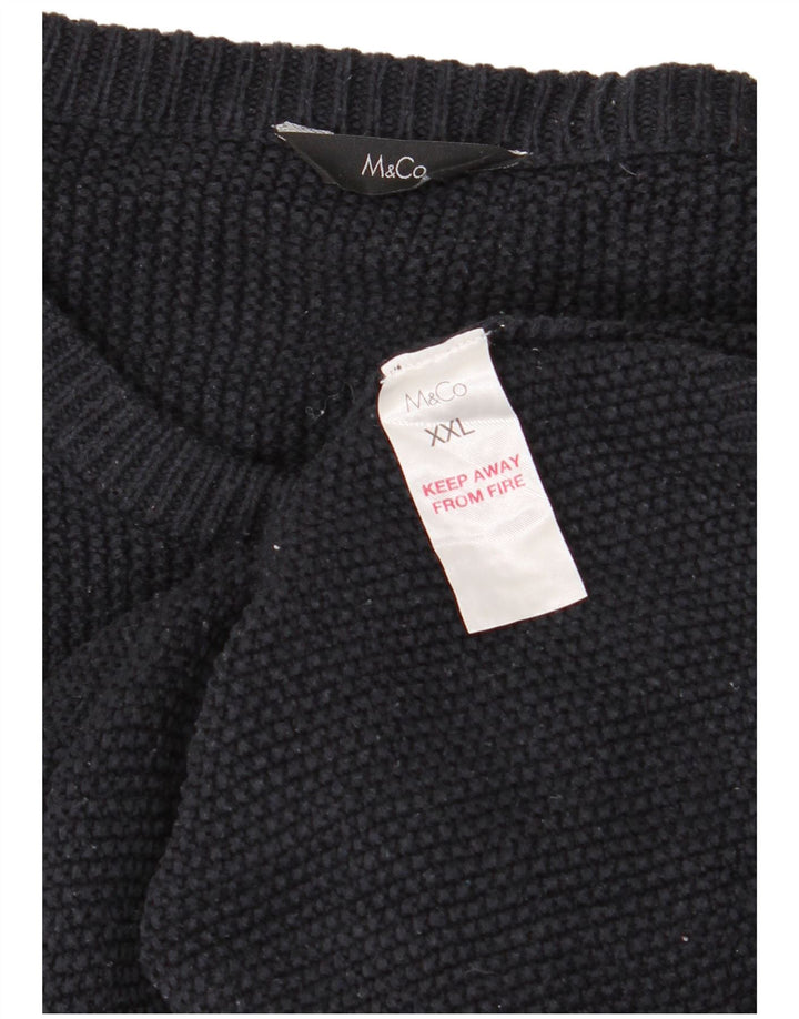 M&Co Jersey de cuello redondo para hombre, talla 2XL, acrílico azul marino