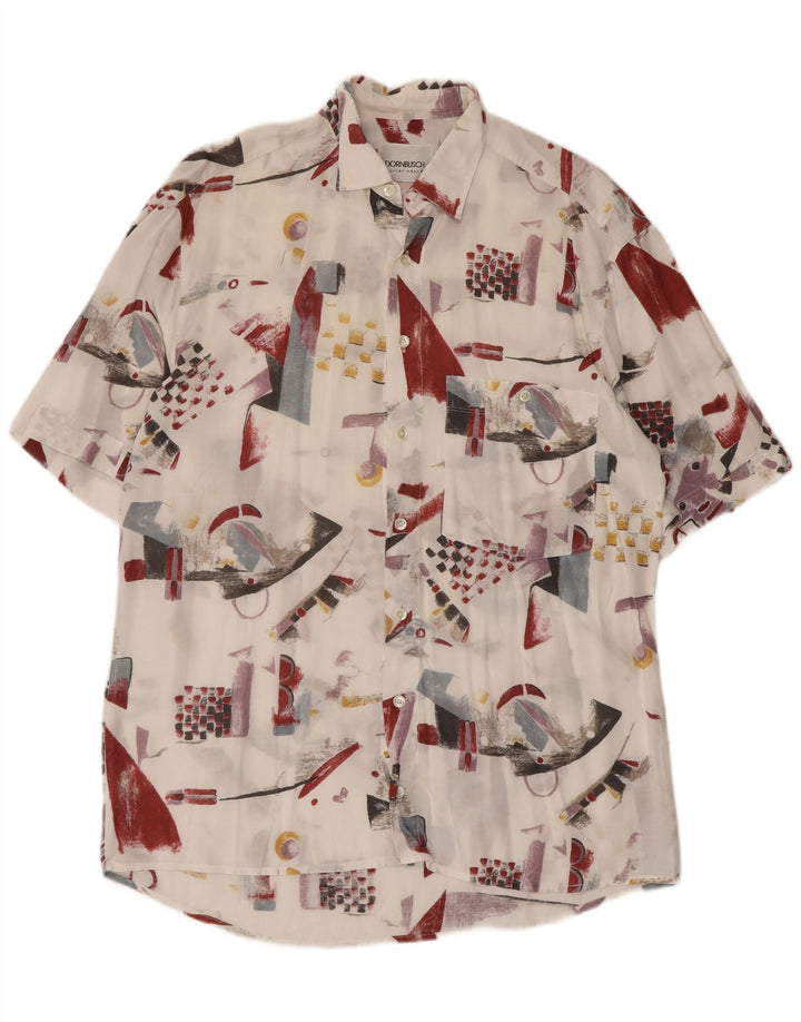 Dornbusch Camisa de manga corta para hombre talla 39/40 mediana blanca geométrica