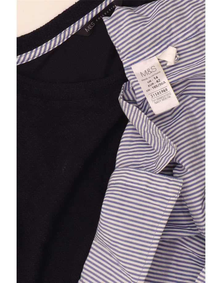 Marks & Spencer Top para mujer de manga larga UK 44 Large Azul marino Colorblock