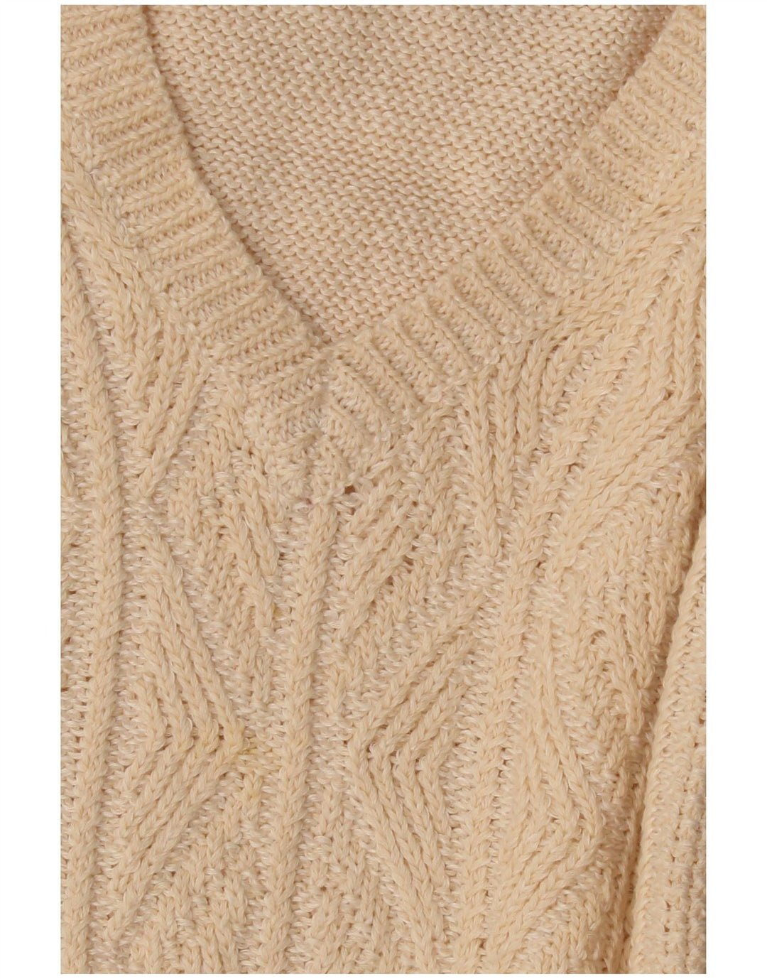 Inis Meain Suéter con cuello en V para mujer UK 44 Medium Beige Argyle/Diamond
