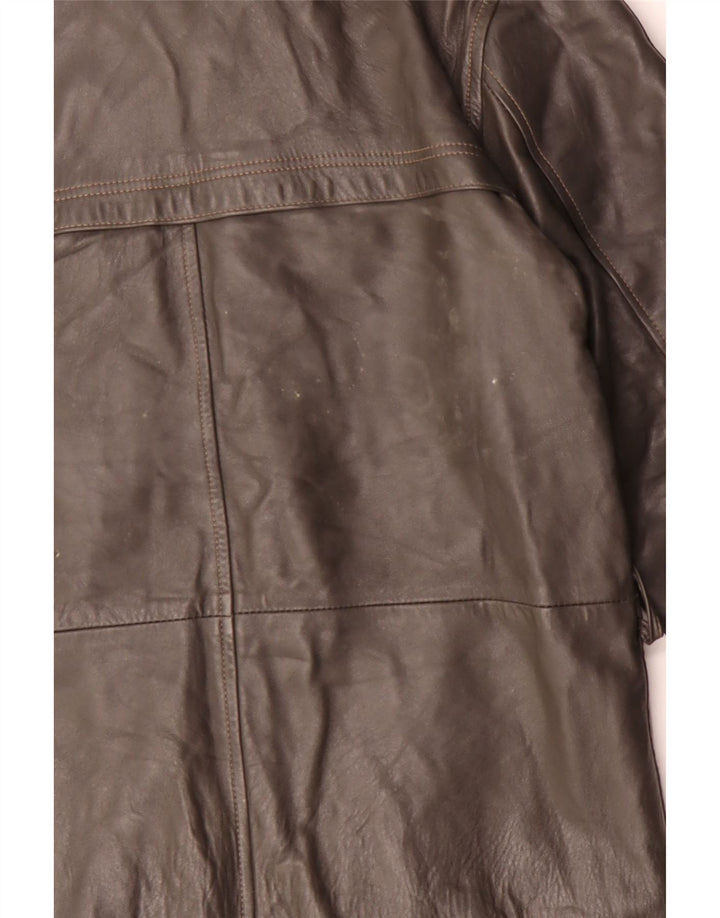 Chaqueta de cuero vintage para hombre IT 48 cuero marrón medio