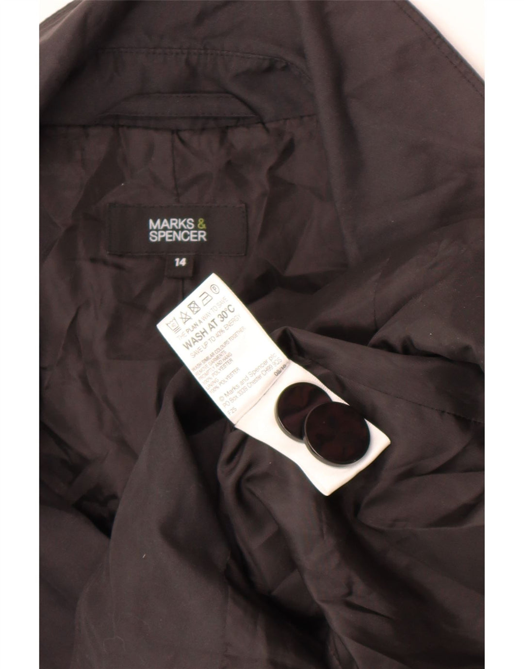 Marks & Spencer Gabardina para mujer UK 44 Grande Poliéster negro