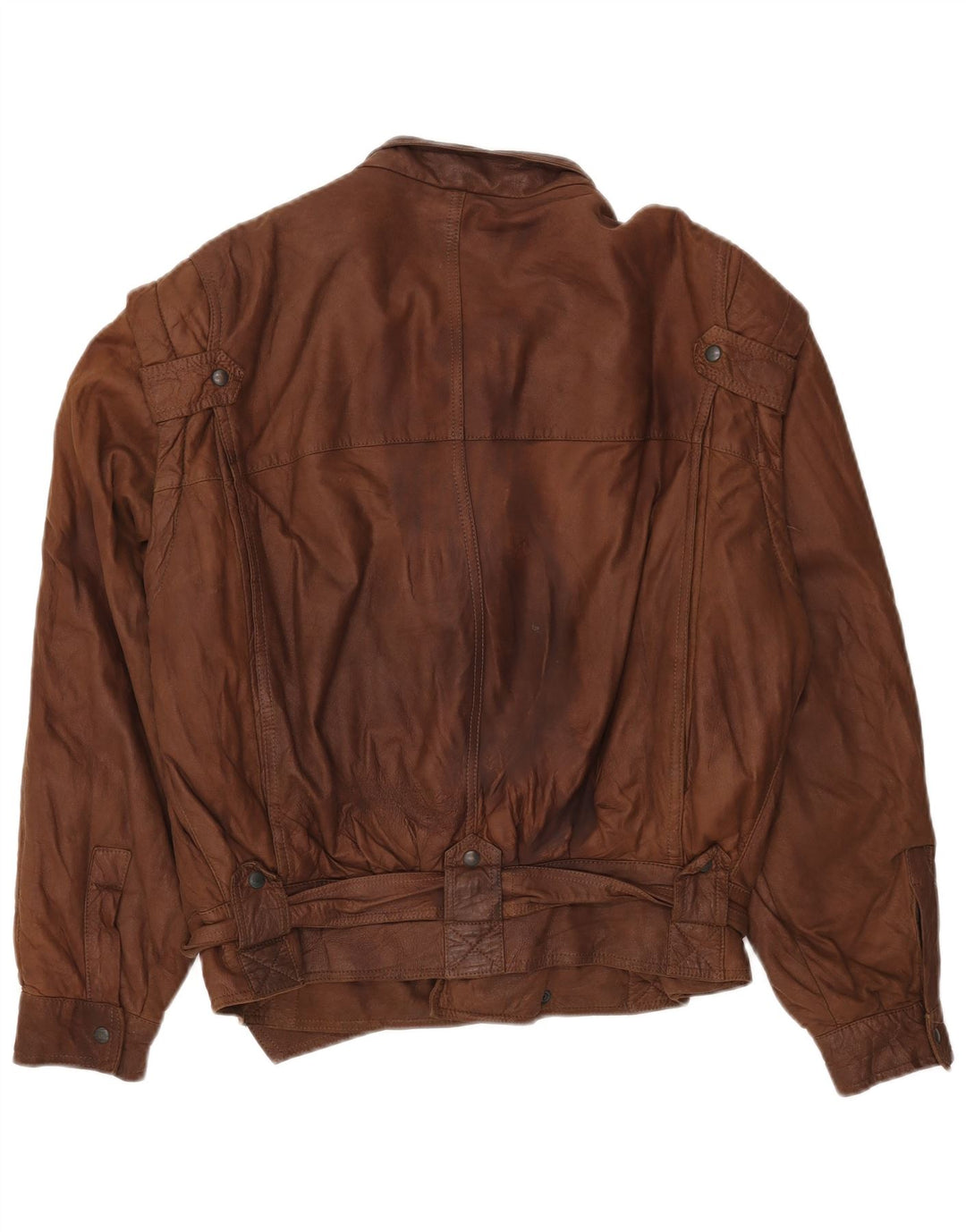 Vintage hombres chaqueta de cuero suelta ajuste IT 48 cuero marrón medio
