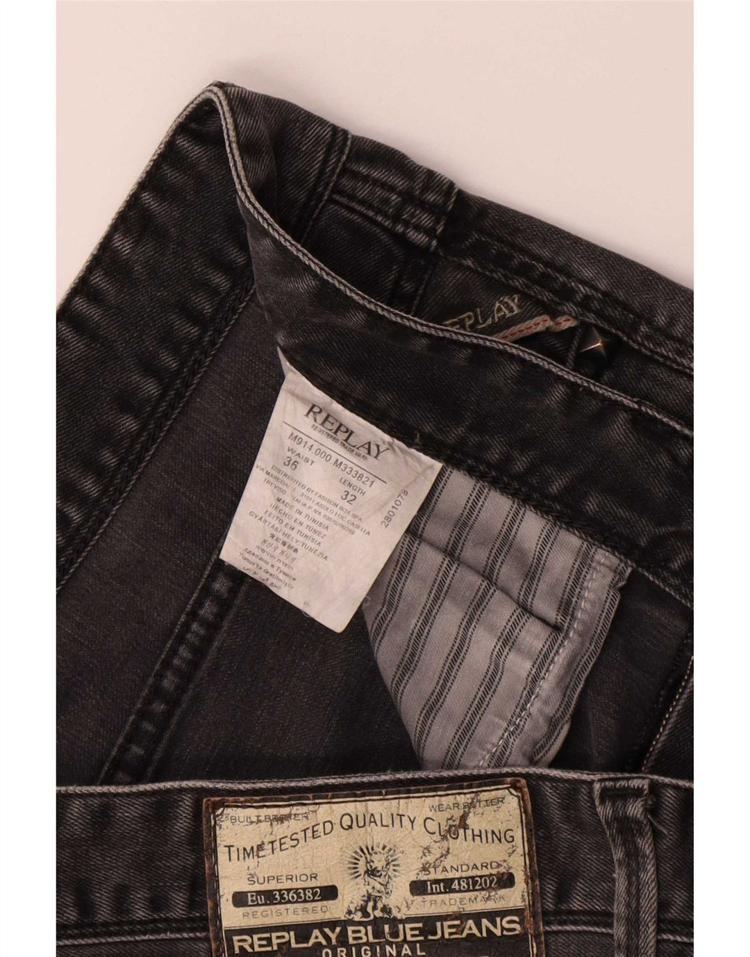 Replay Vaqueros rectos para hombre W36 L32 Gris