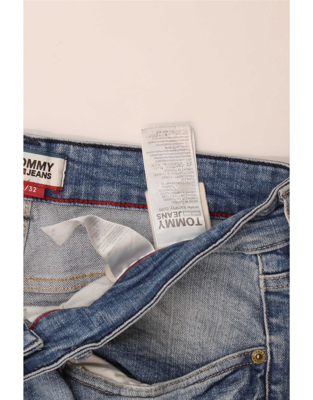 Tommy Hilfiger Pantalones cortos de mezclilla ajustados Thavar para hombre W33 Algodón azul medio