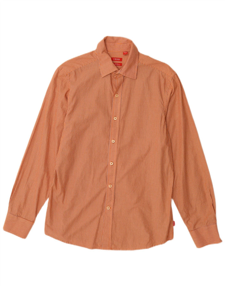IZOD Camisa Slim Fit De Algodón A Rayas Naranja Medio Para Hombre
