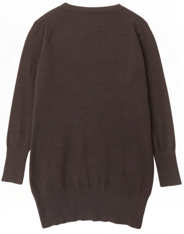 Zara Mujer Longline Cardigan Suéter UK 46 Grande Gris Algodón