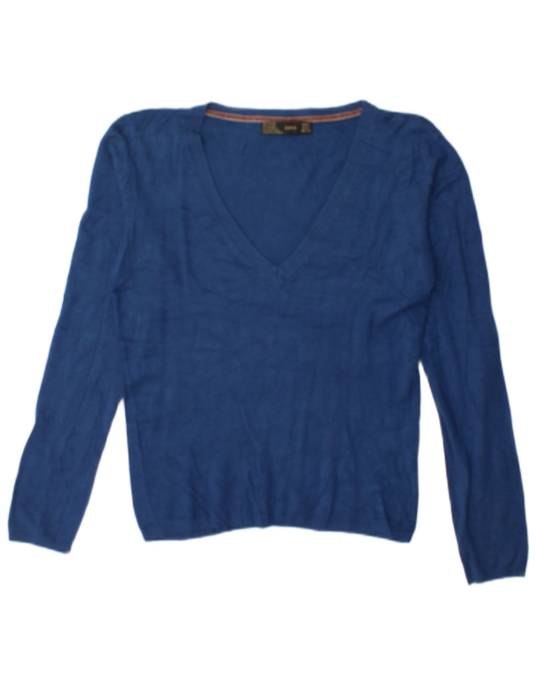 Zara - Jersey con cuello en V para mujer, talla 40, talla grande, rayón azul