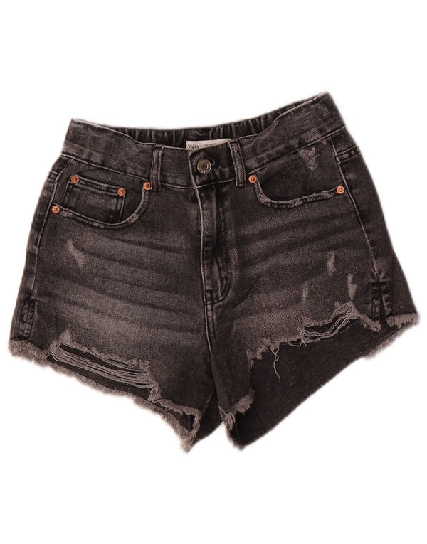 Zara Shorts Vaqueros Desgastados para Niñas 11-12 Años W26 Gris