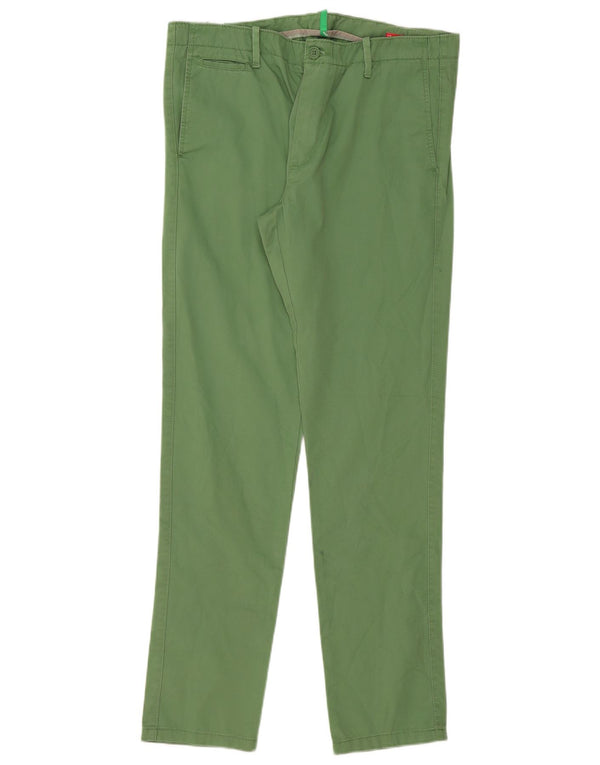 Benetton Pantalón Chino Slim Fit IT 50 Large W36 L33 Algodón Verde