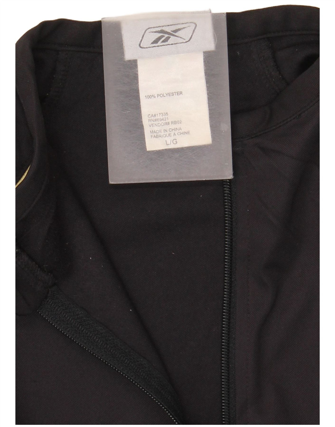 Reebok - Chándal con cremallera y cuello para hombre, talla grande, poliéster negro