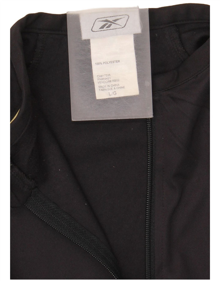 Reebok - Chándal con cremallera y cuello para hombre, talla grande, poliéster negro