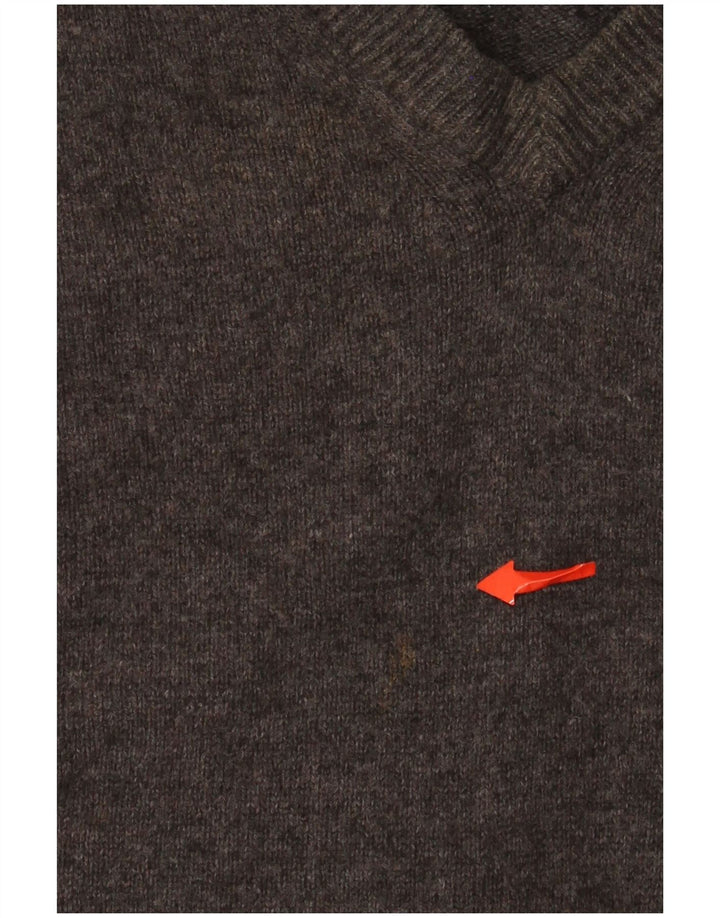 Lyle & Scott Jersey con cuello en V para hombre, talla 2XL, lana virgen gris