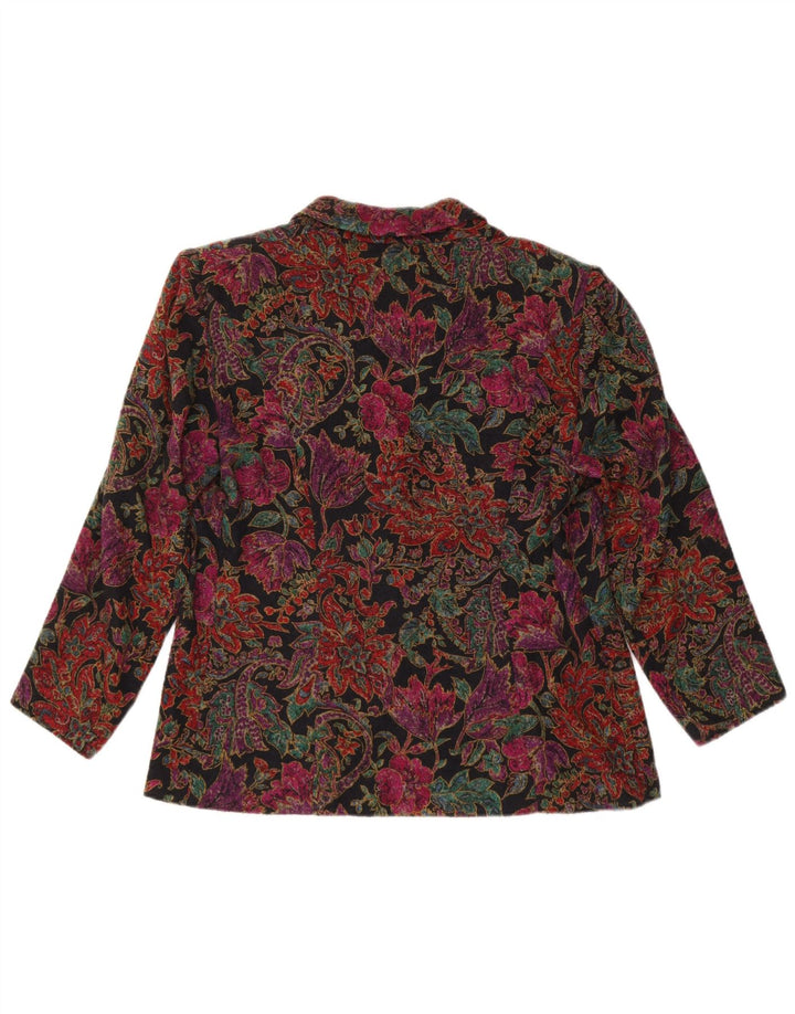Vintage mujer 4 botones Blazer chaqueta Reino Unido 14 grande multicolor floral